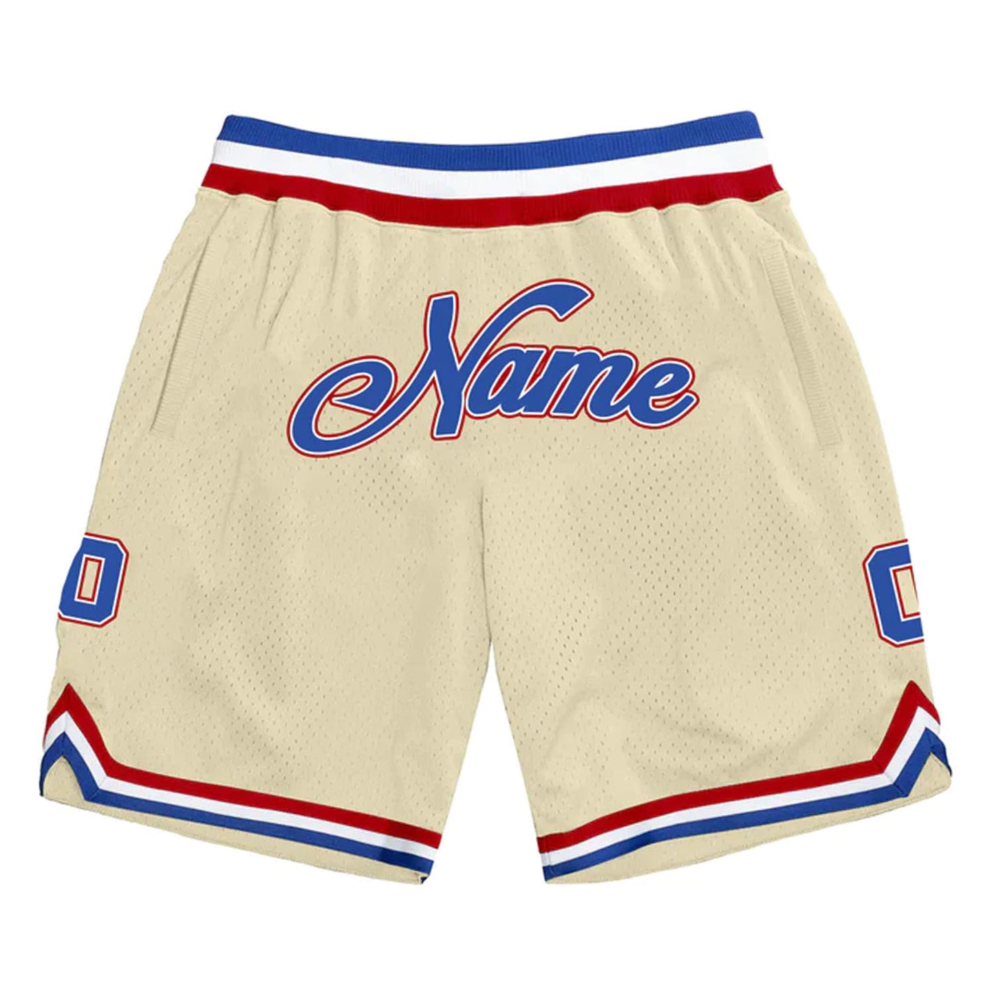Cream Blue-Red Custom Basketball Shorts