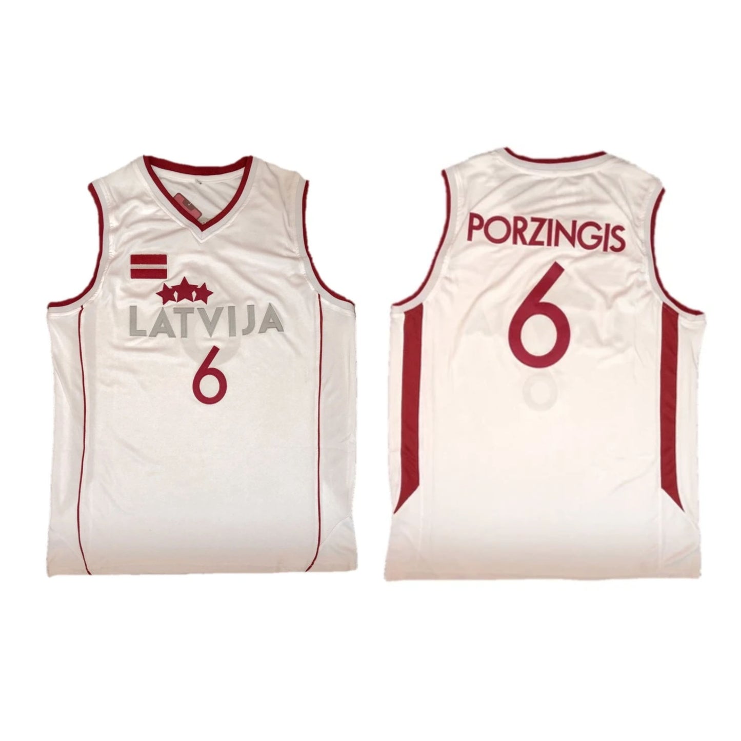Kristaps Porzingis Latvia Euro 6 Basketball Jersey