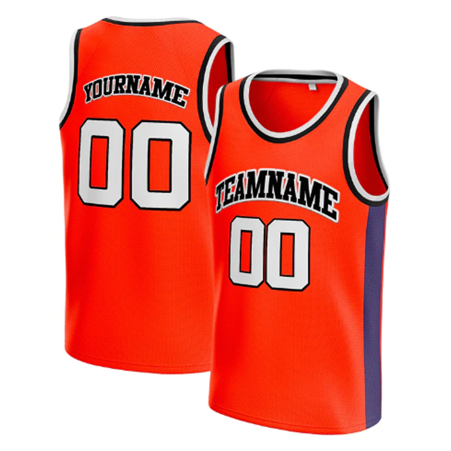 Orange White-Black Custom Basketball Jersey