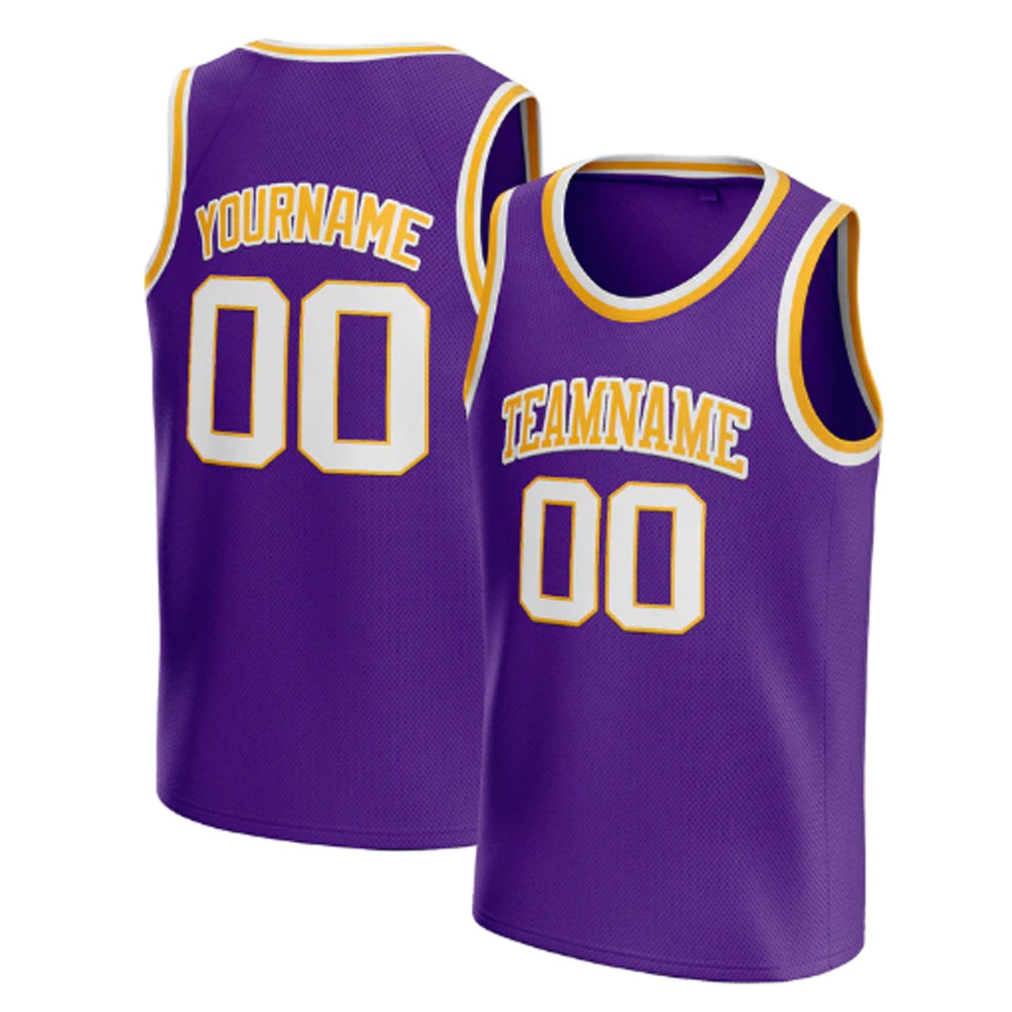 Purple Yellow-White Custom Basketball Jersey
