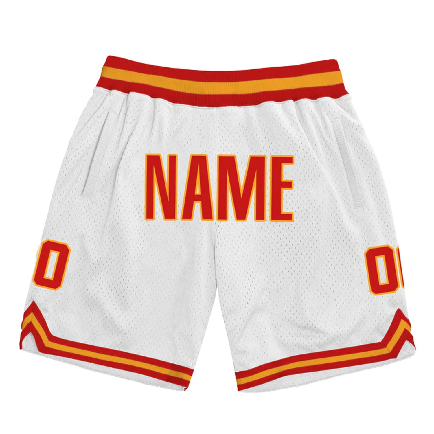 White Red-Yellow Custom Basketball Shorts – JerseyHouse